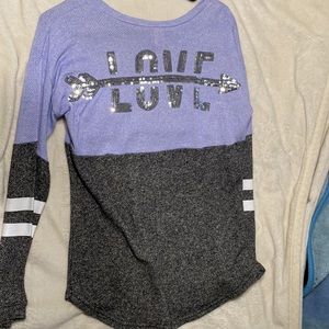 Gray, Purple, sequin sweater